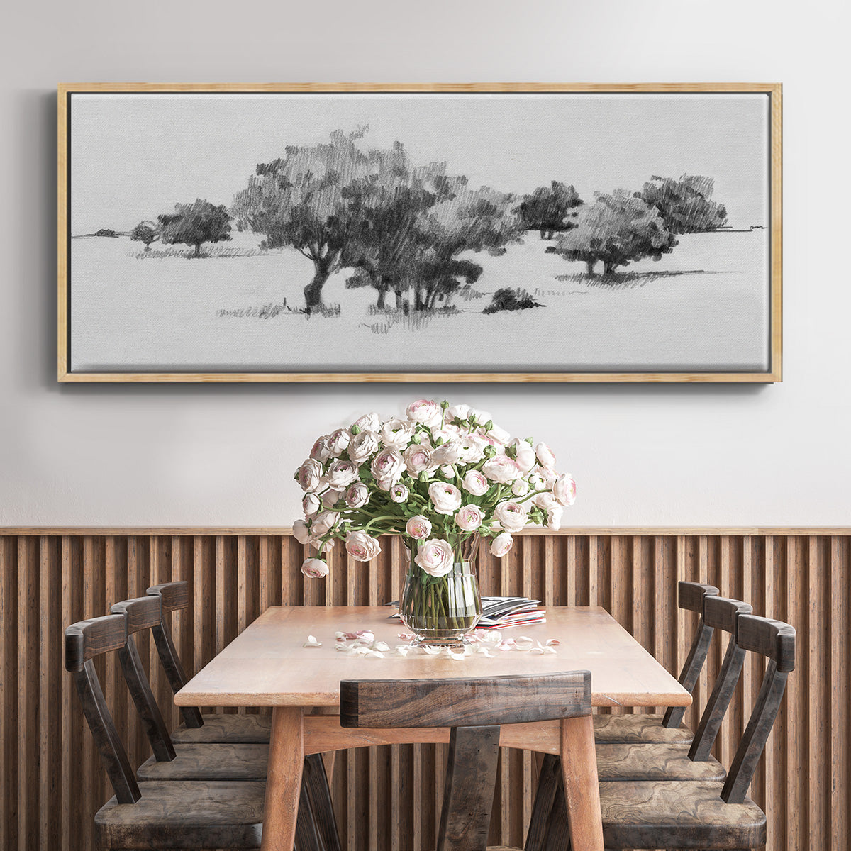 Treeline Sketch II - Floater Framed Canvas Print