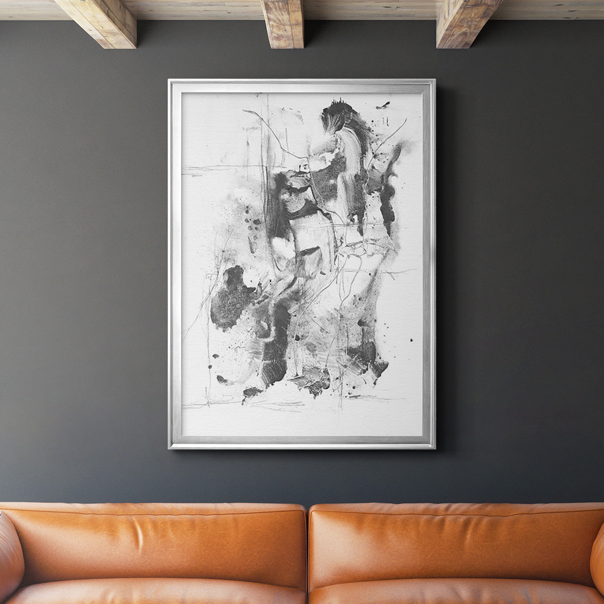 Graphite Abstract I - Modern Framed Canvas Print