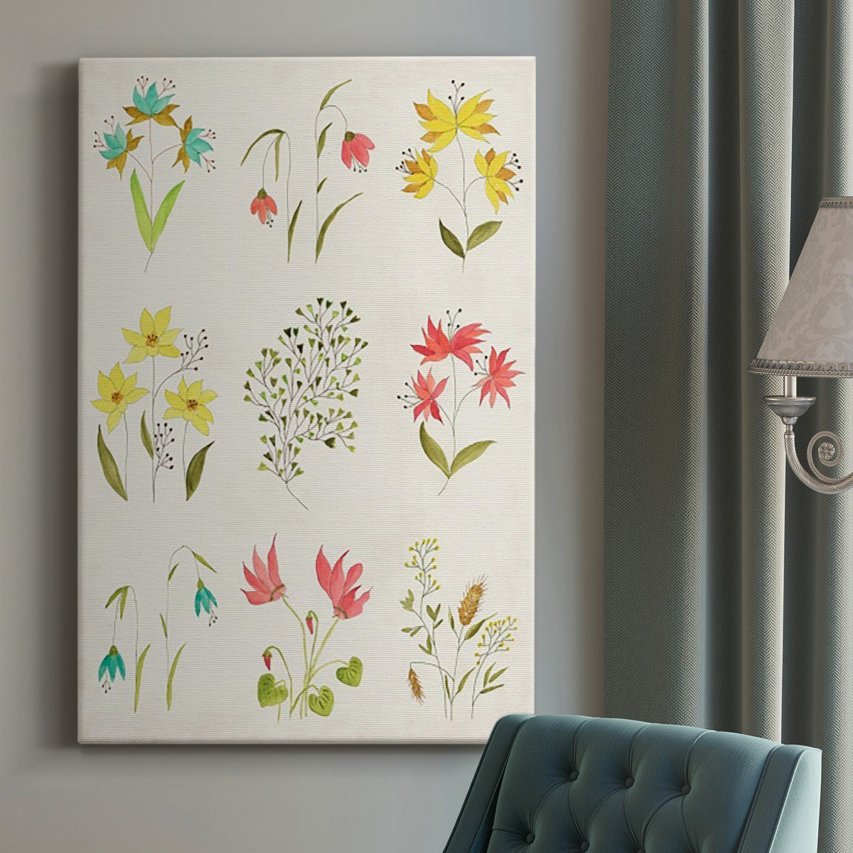 Floral Gatherings Grid - Canvas Art Print