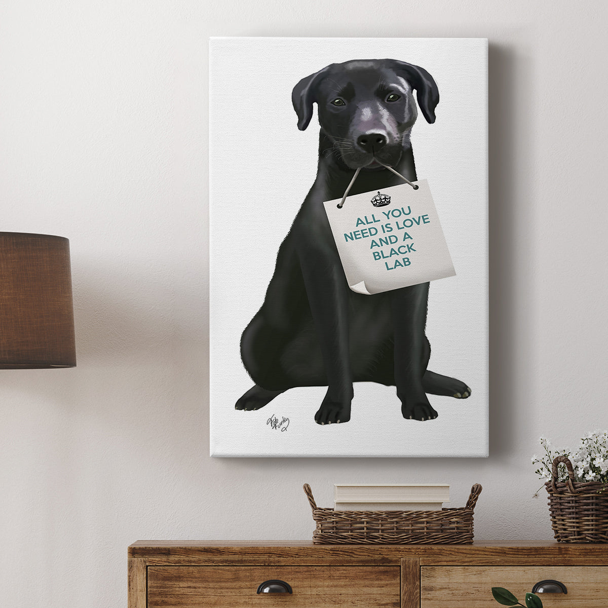 Love and Black Labrador - Canvas Art Print