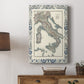 Bordered Map of Italy - Canvas Art Print