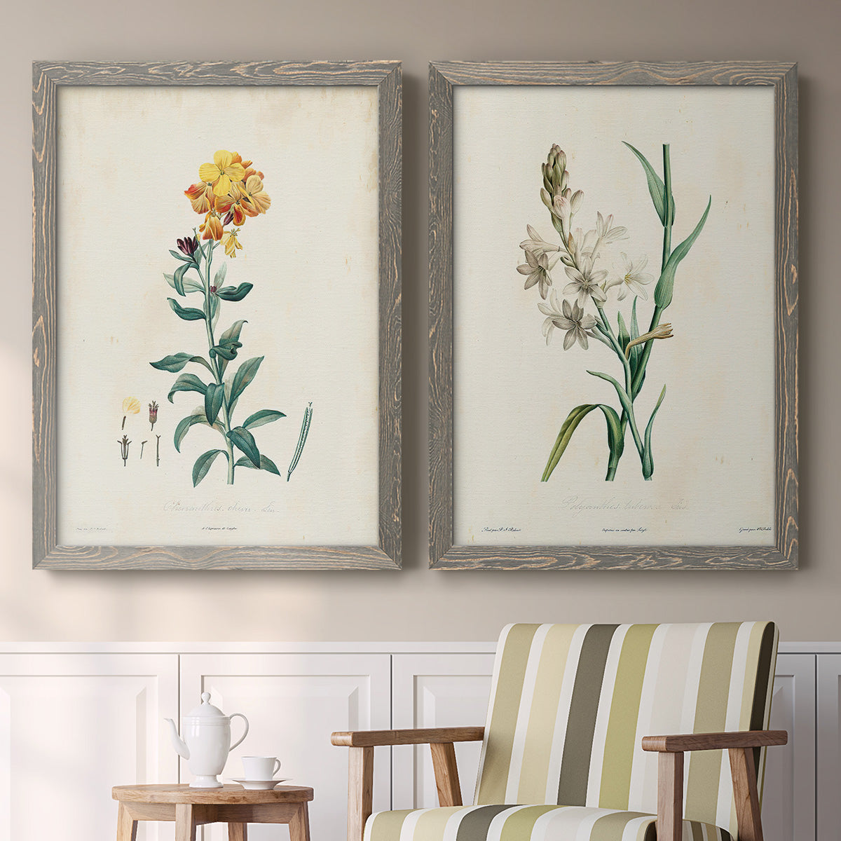 Traditional Botanical III - Premium Framed Canvas 2 Piece Set - Ready to Hang