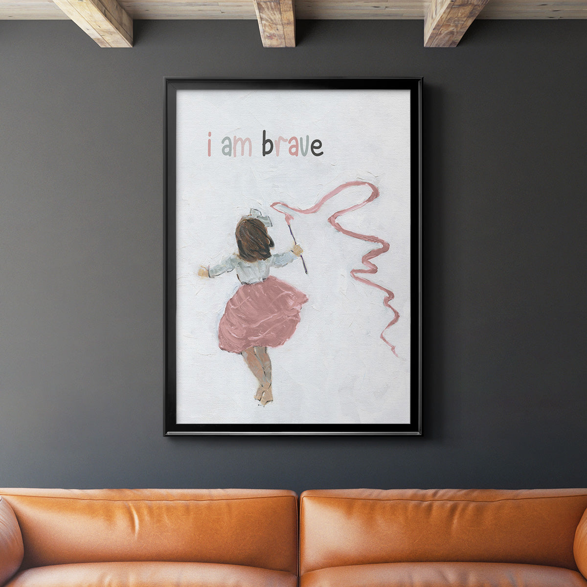 Girl Catching Wind - Modern Framed Canvas Print