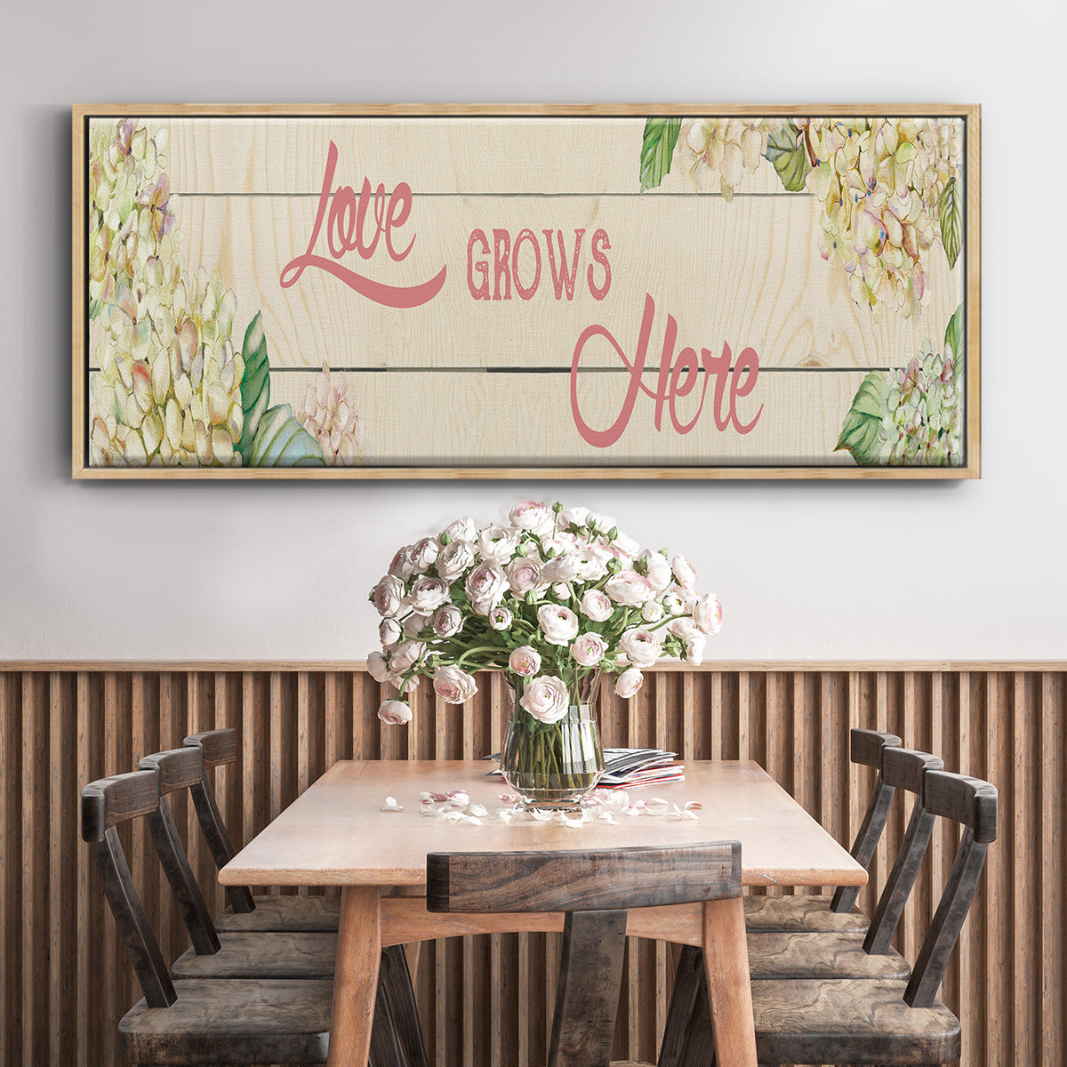 Love Grows Here - Floater Framed Canvas Print