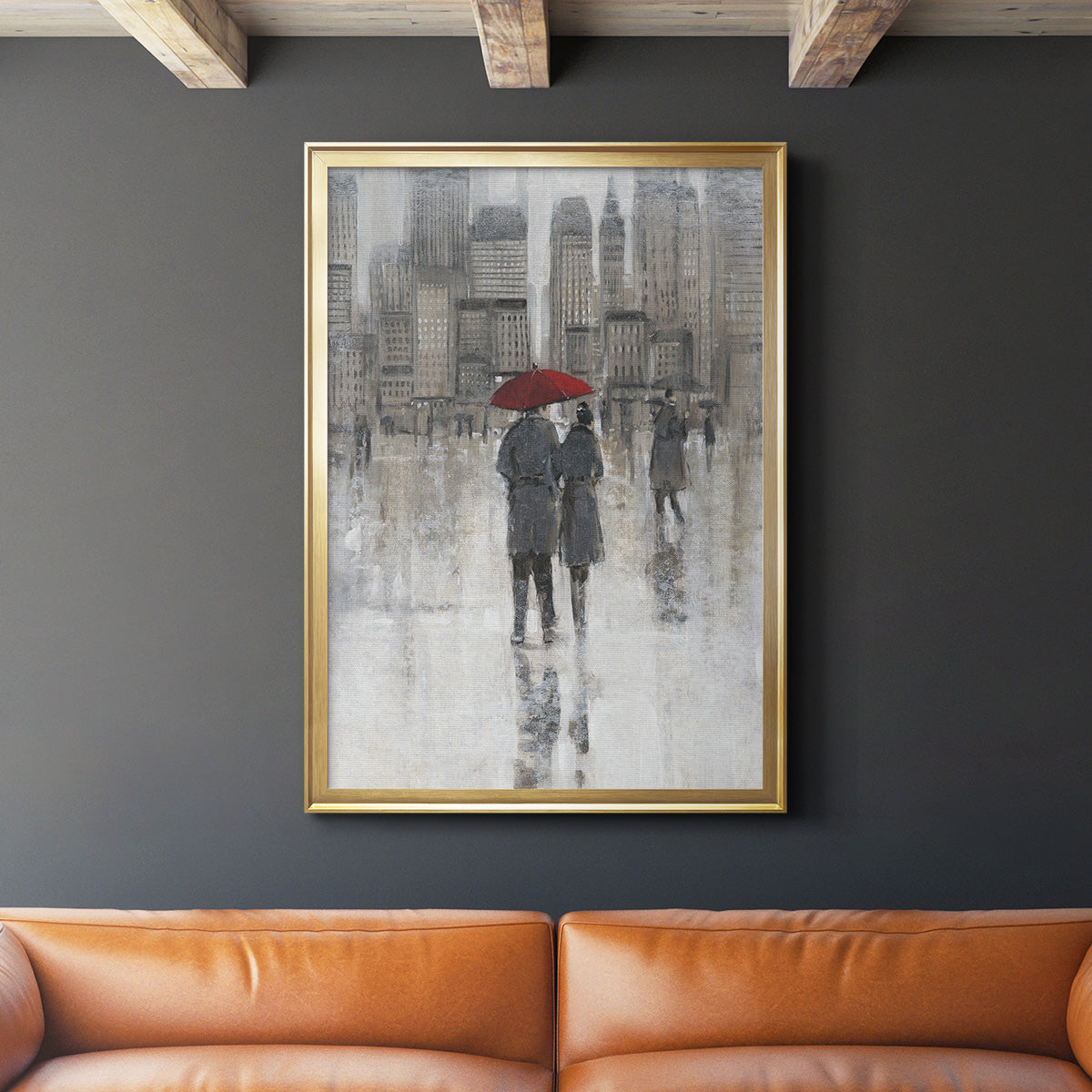 Rain in The City I - Modern Framed Canvas Print