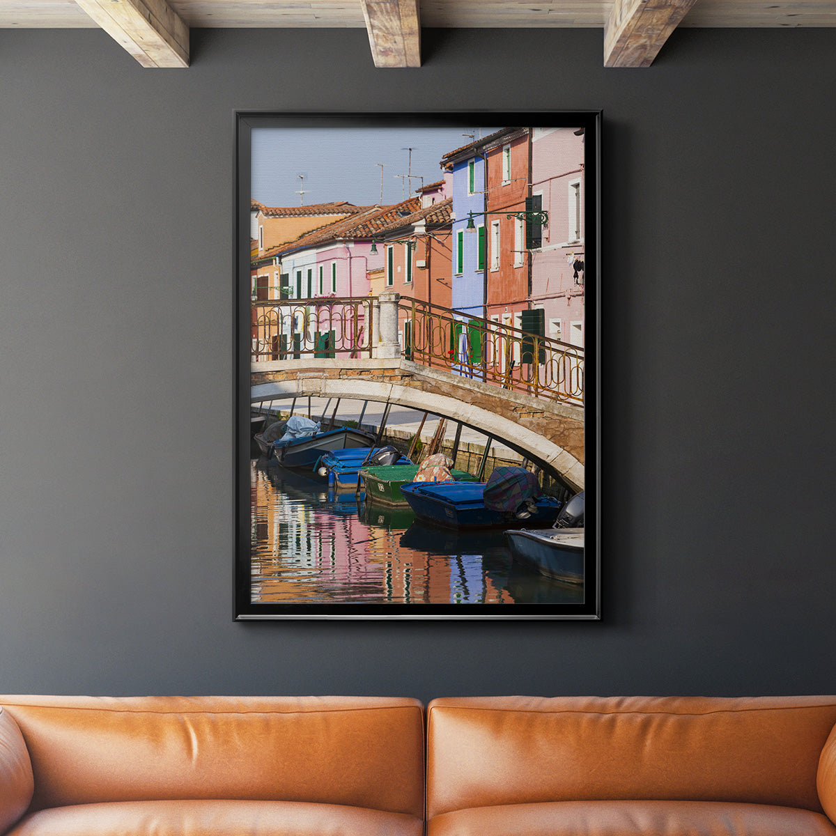 Colorful Canal - Modern Framed Canvas Print