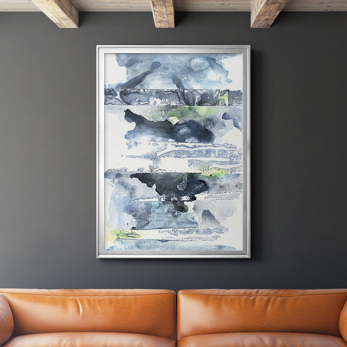 Blue Memories II - Modern Framed Canvas Print