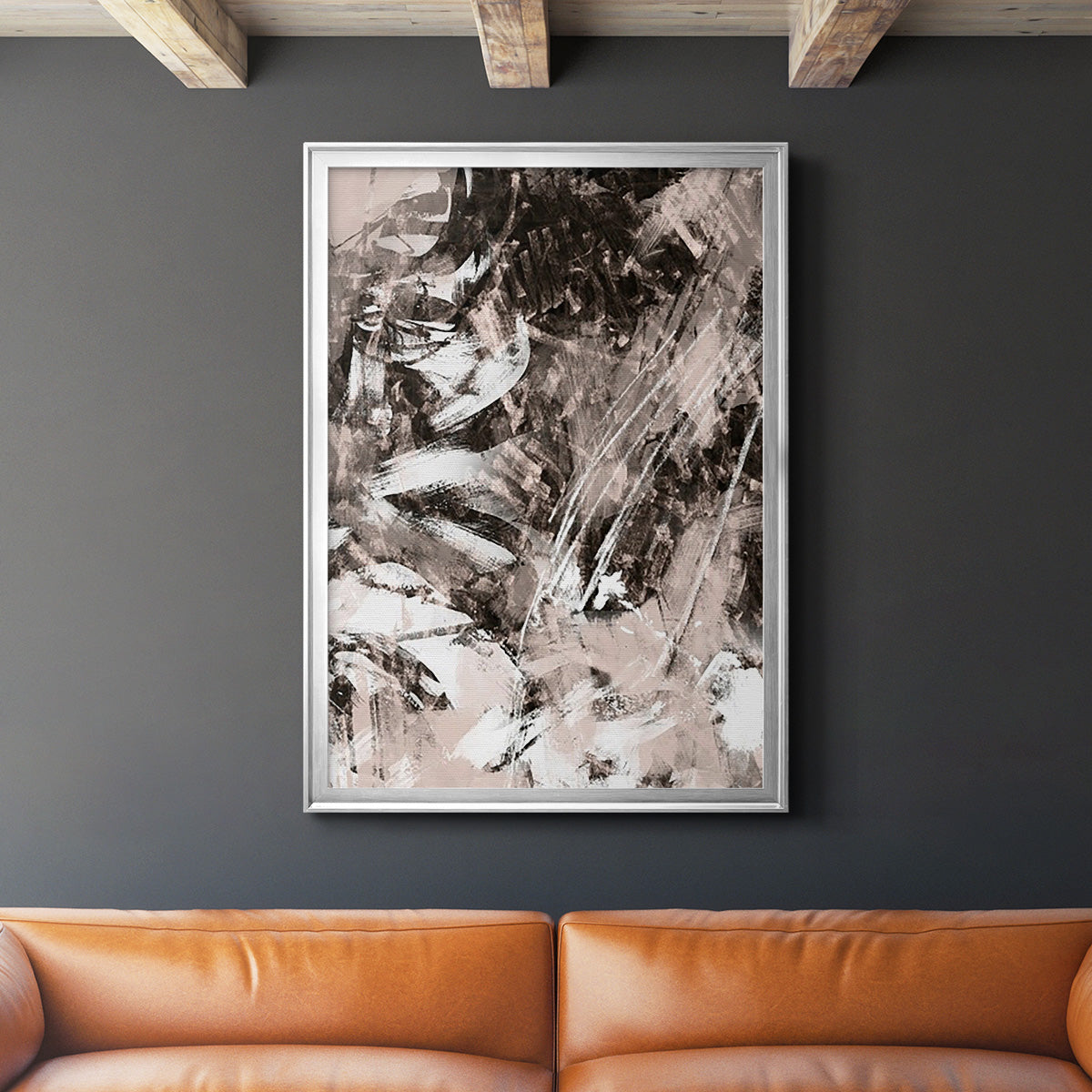 Blush Blackboard II - Modern Framed Canvas Print