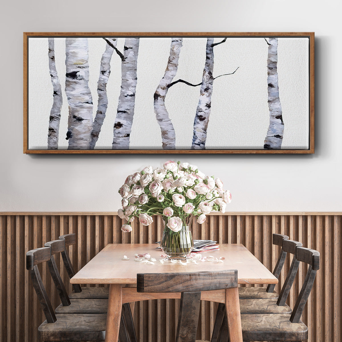 Birch Trees I - Floater Framed Canvas Print