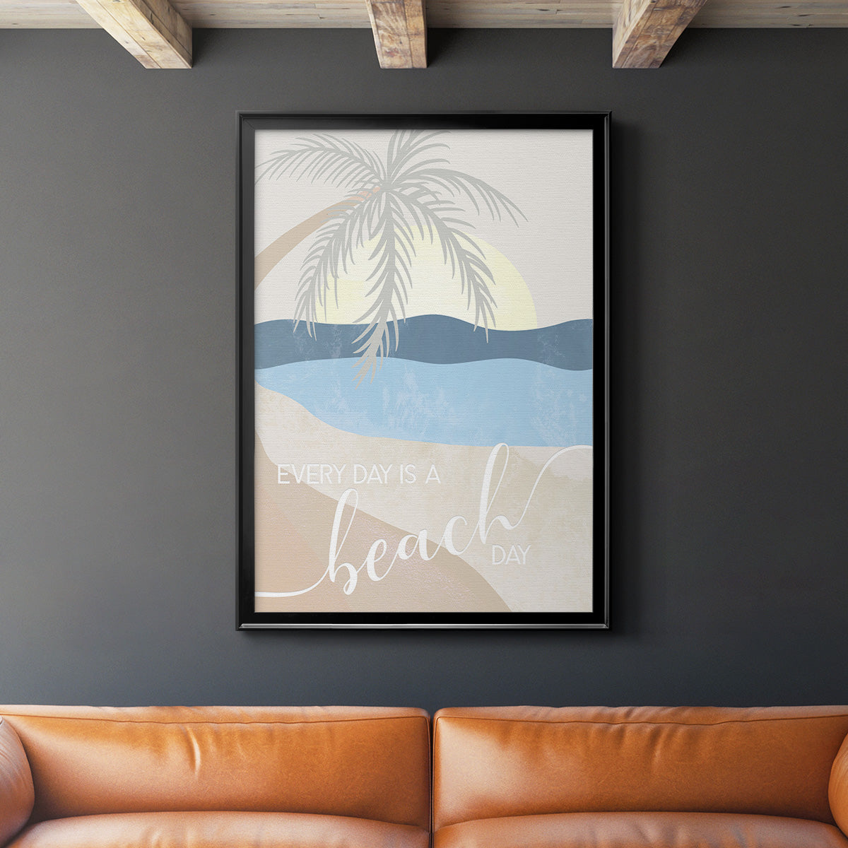 Beach Day - Modern Framed Canvas Print