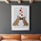 French Kiss and Hearts - Modern Framed Canvas Print