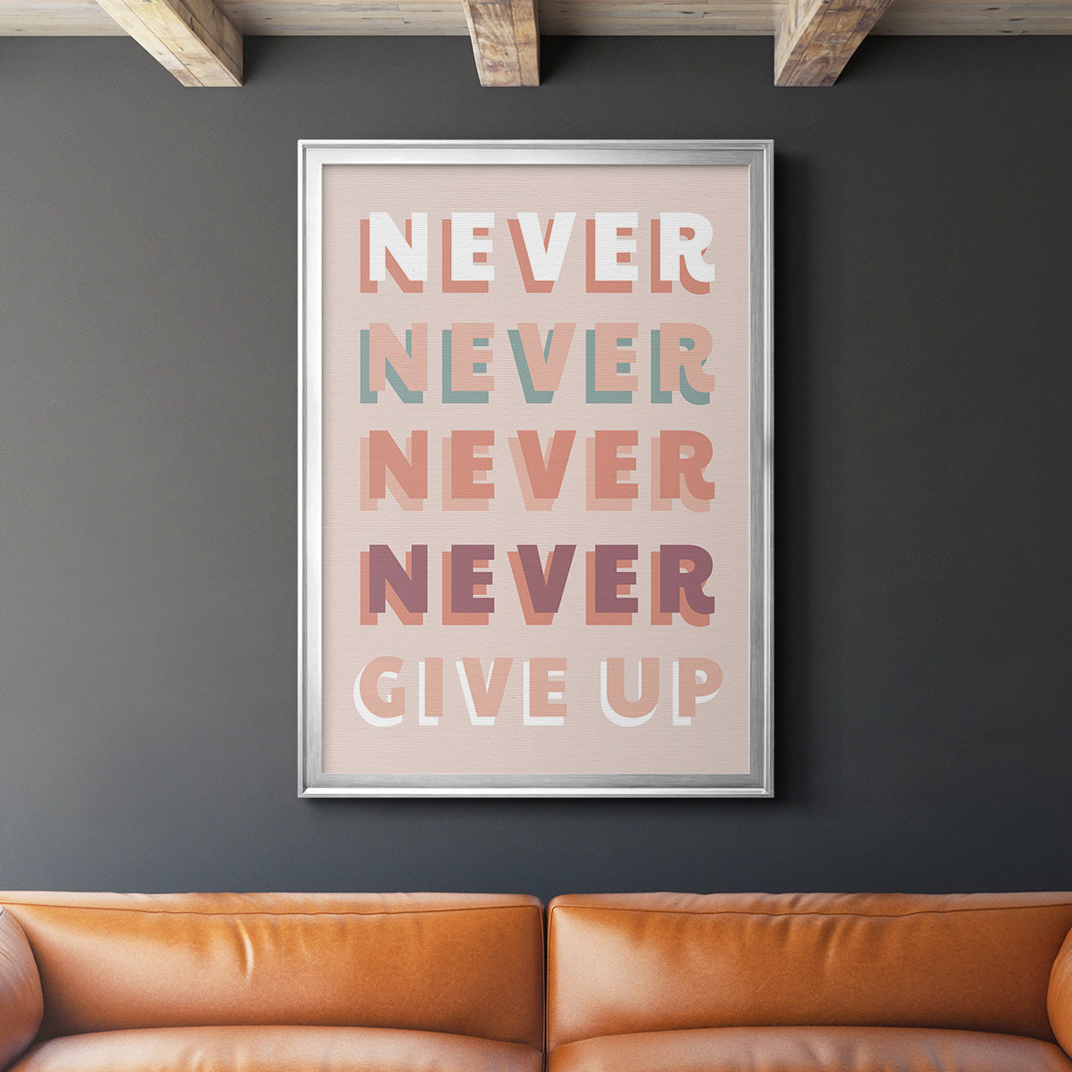 Never Give Up - Modern Framed Canvas Print