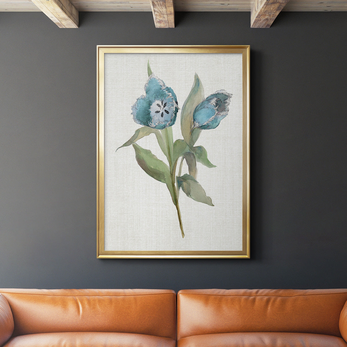 Blue Tulip Picks I - Modern Framed Canvas Print