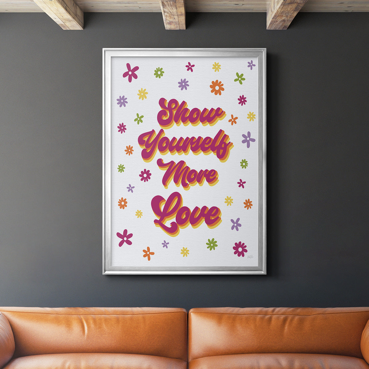 Show Yourself More Love - Modern Framed Canvas Print