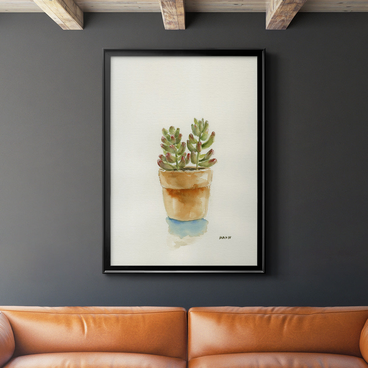 Succulent III - Modern Framed Canvas Print