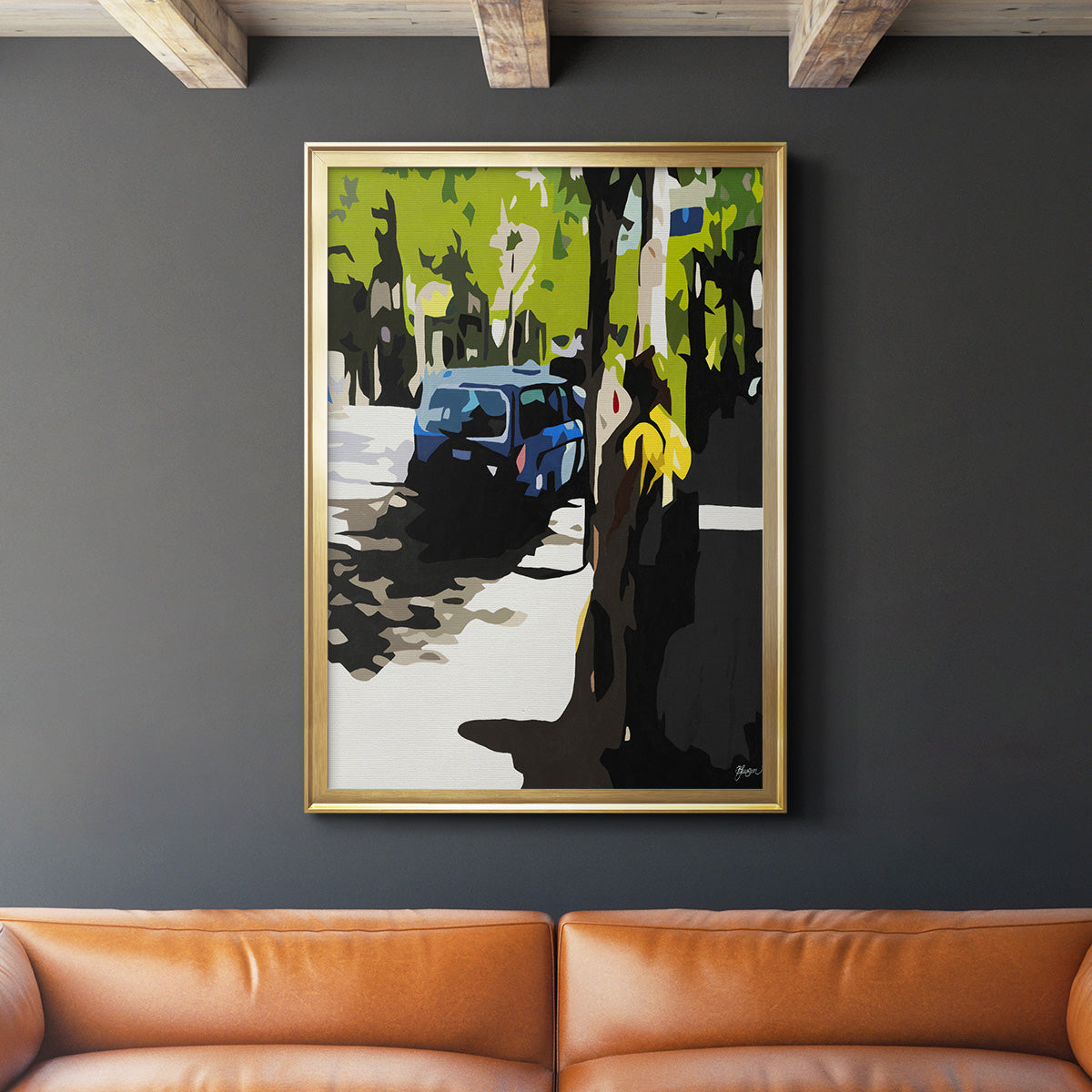 A Volvo in Ballard - Modern Framed Canvas Print