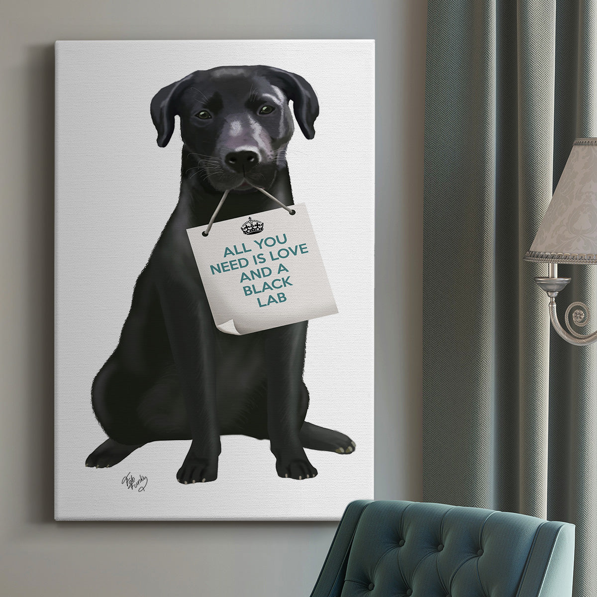 Love and Black Labrador Premium Gallery Wrapped Canvas - Ready to Hang