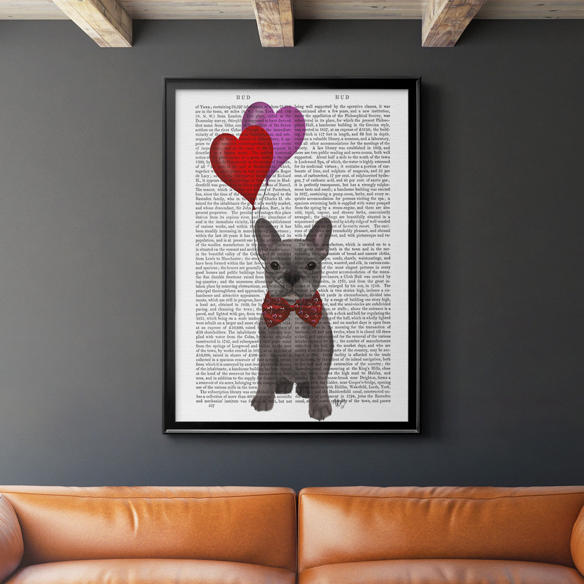 French Bulldog and Balloons - Modern Framed Canvas Print