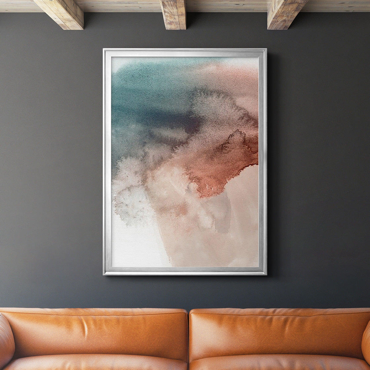 Red Ochre Abstract III - Modern Framed Canvas Print