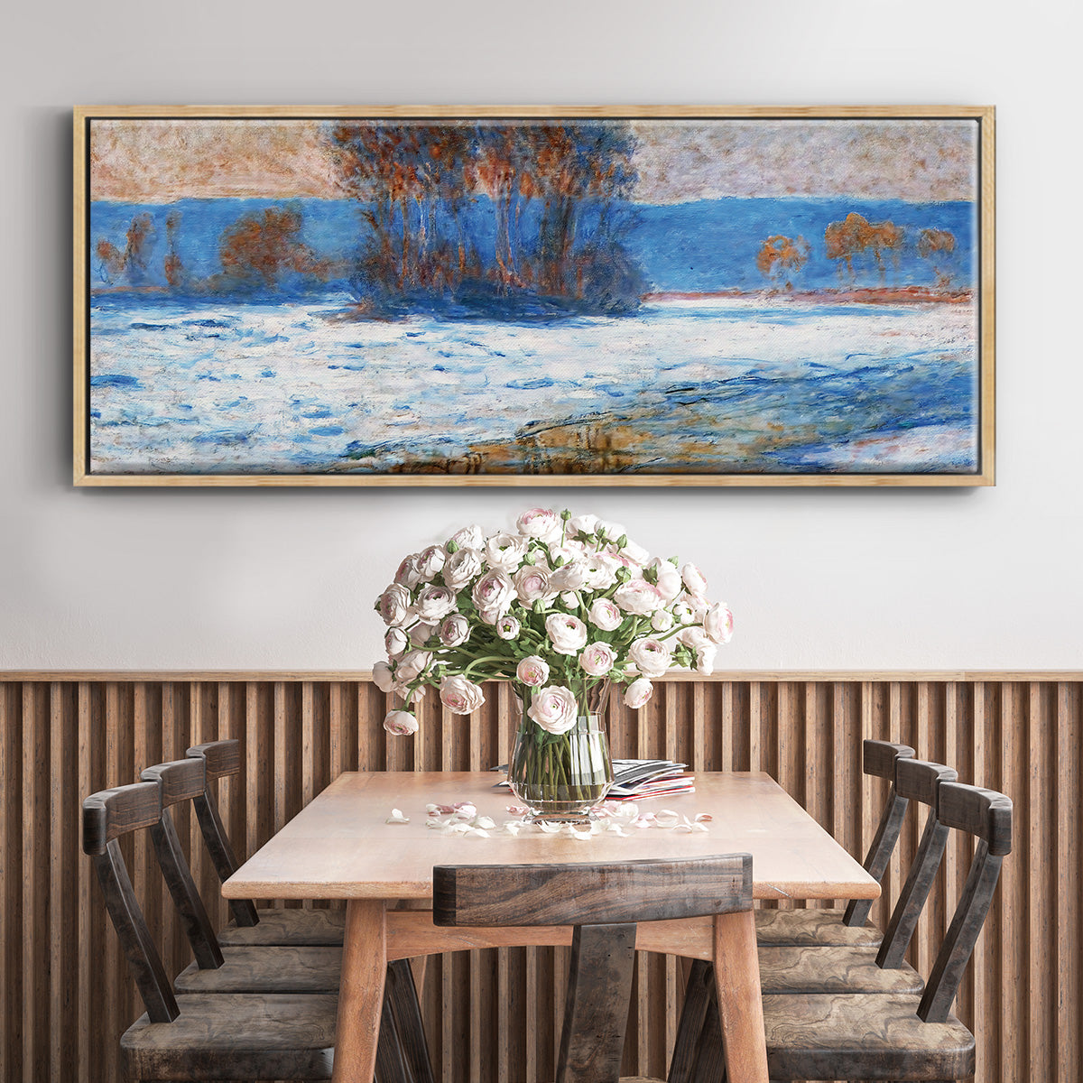 The Seine at Bennecourt in Winter, 1893 - Floater Framed Canvas Print