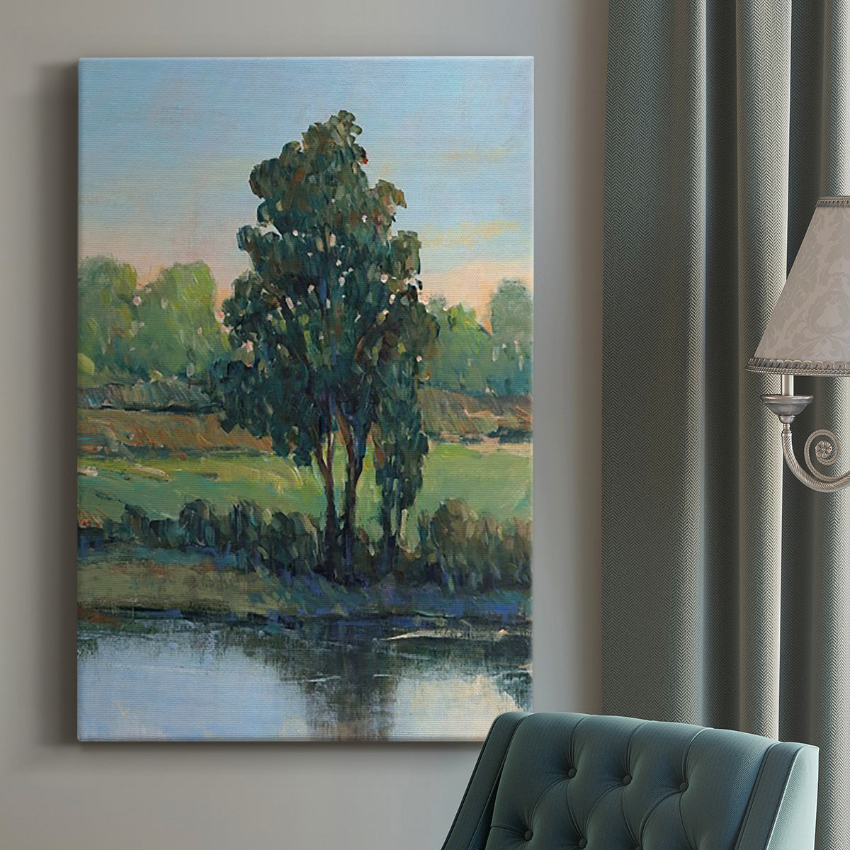 Tree by the Riverbank I Premium Gallery Wrapped Canvas - Ready to Hang