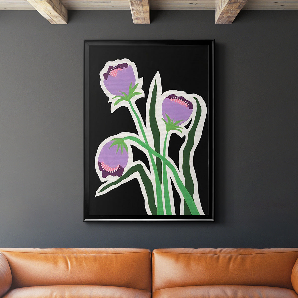 Pop Flowers II - Modern Framed Canvas Print