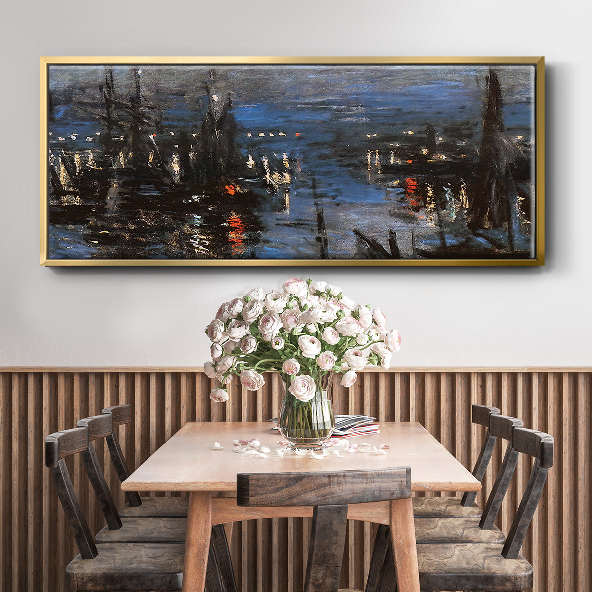 The Port of Le Havre, Night Effect, 1873 - Floater Framed Canvas Print