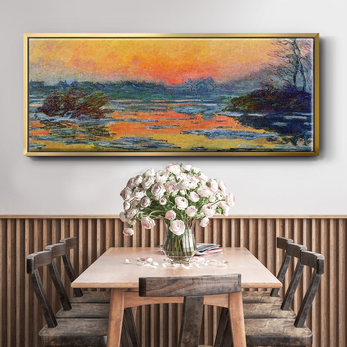 Sunset on the Seine in Winter, 1880 - Floater Framed Canvas Print