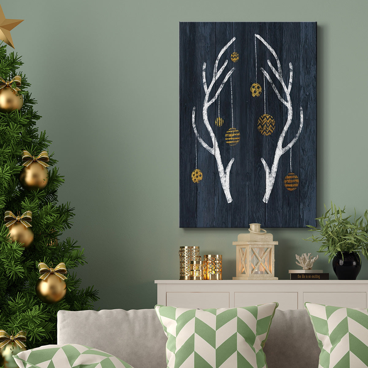 Antlers & Ornaments - Gallery Wrapped Canvas