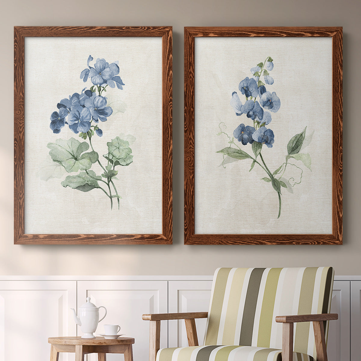 Farmhouse Periwinkle I   - Premium Framed Canvas 2 Piece Set - Ready to Hang