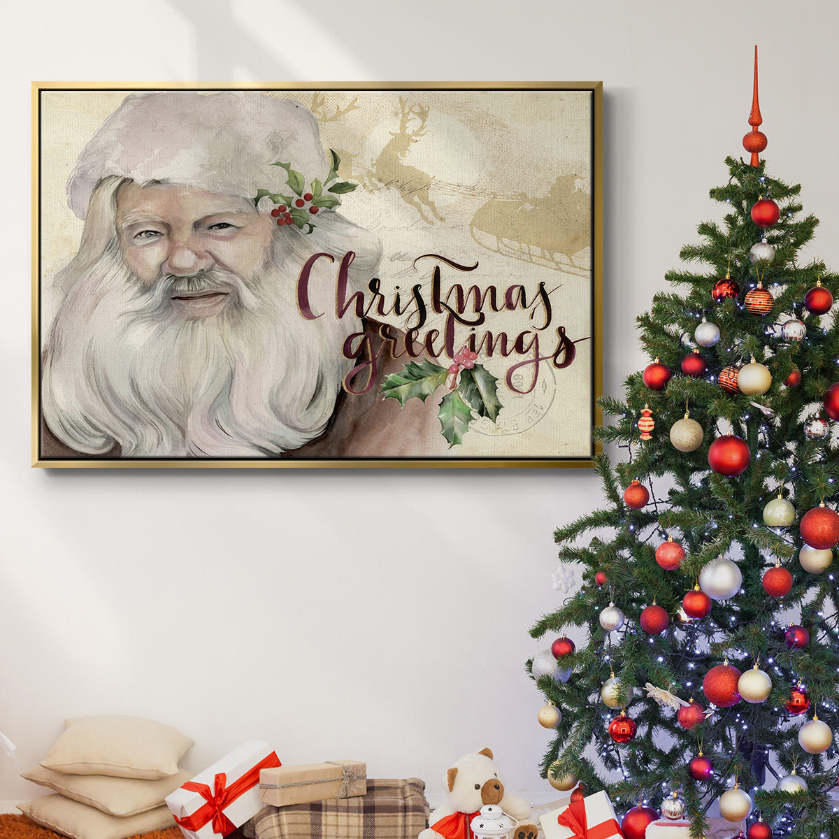 Christmas Greetings Collection A - Floater Framed Canvas Print