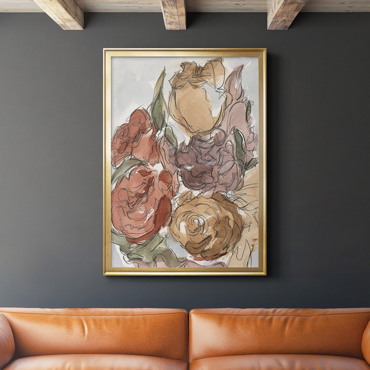 Cropped Floral Arrangement II - Modern Framed Canvas Print