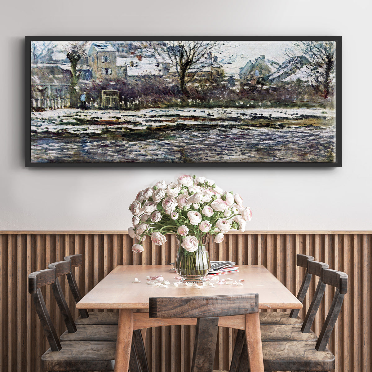 Snow in Vétheuil - Floater Framed Canvas Print