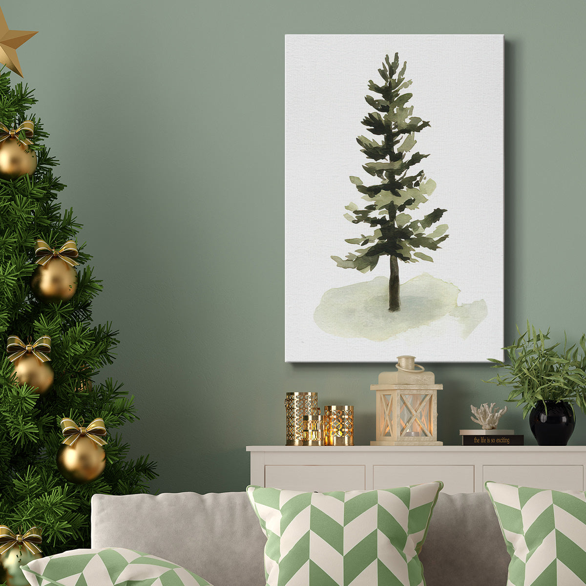 Watercolor Pine II - Gallery Wrapped Canvas