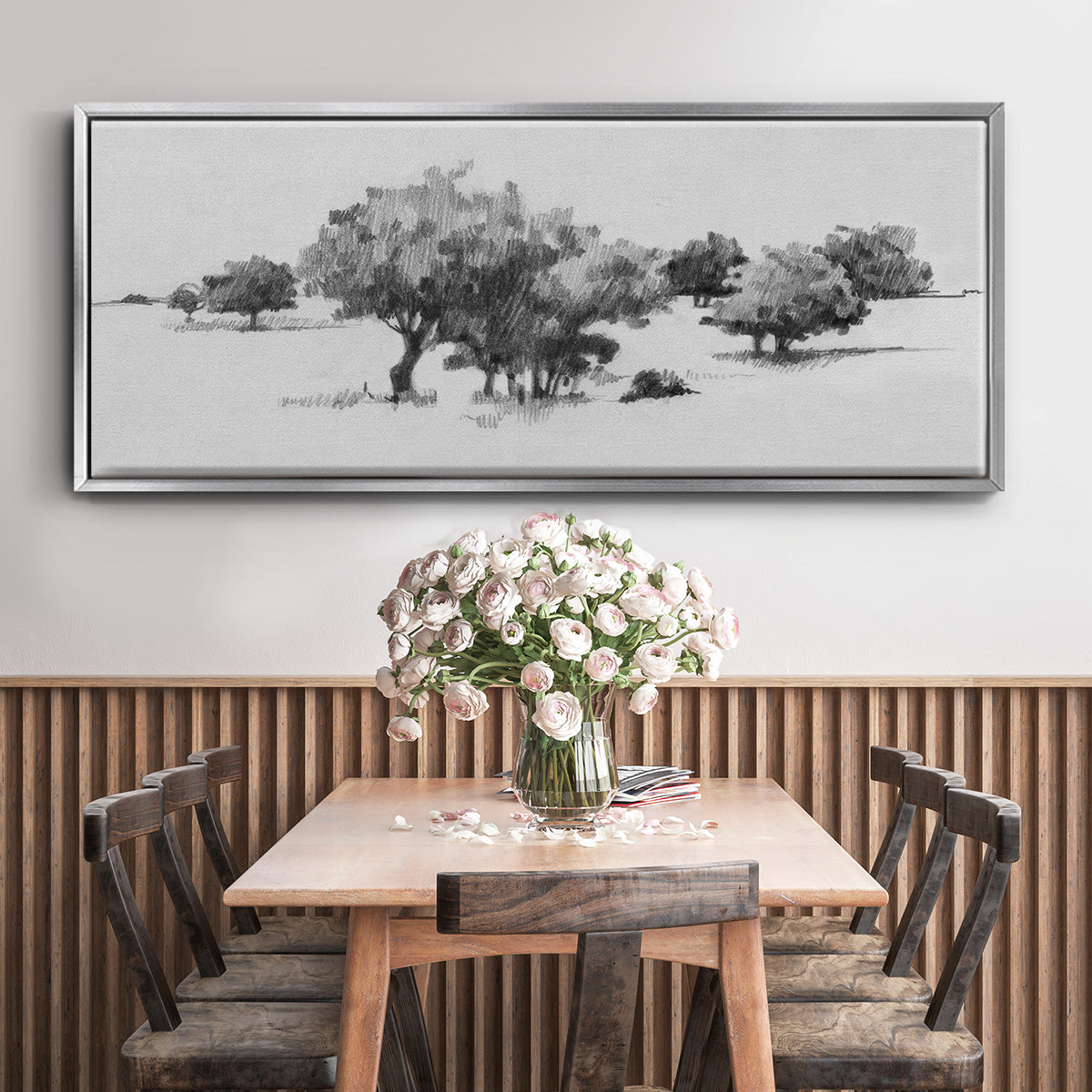 Treeline Sketch II - Floater Framed Canvas Print