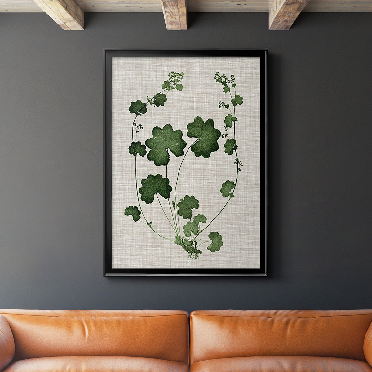 Forest Foliage on Linen II - Modern Framed Canvas Print