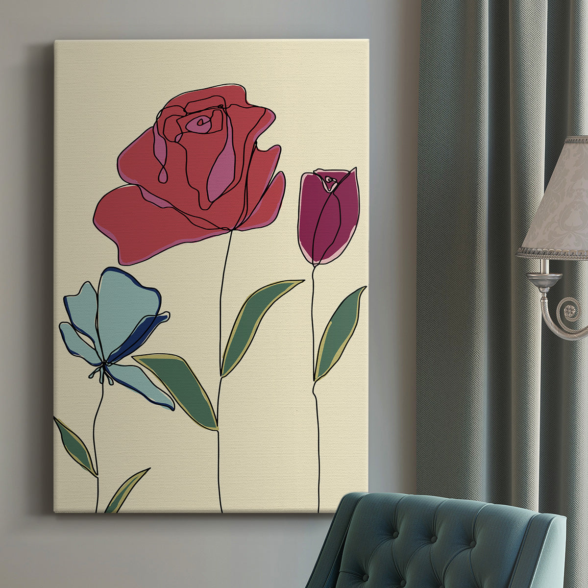 Colored Floral I - Canvas Art Print