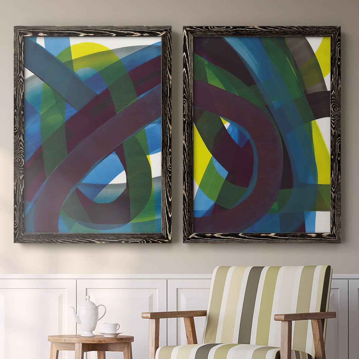 Cool Network I - Premium Framed Canvas 2 Piece Set - Ready to Hang