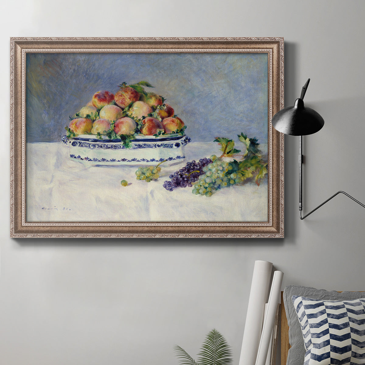 Still Life with Peaches and Grapes Premium Framed Canvas- Ready to Hang