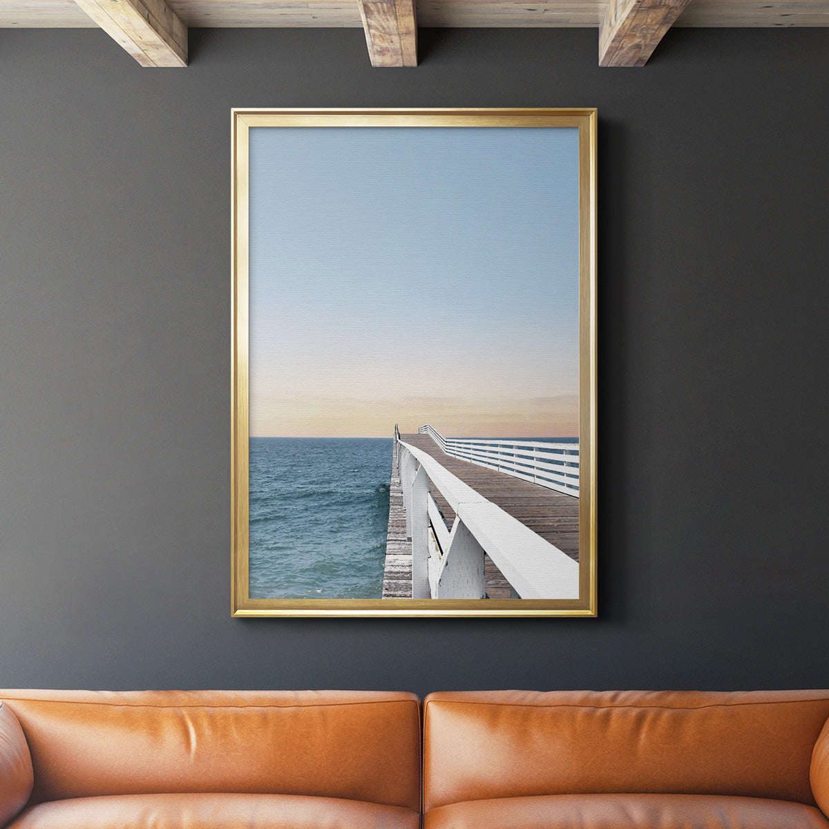 Day at the Pier - Modern Framed Canvas Print