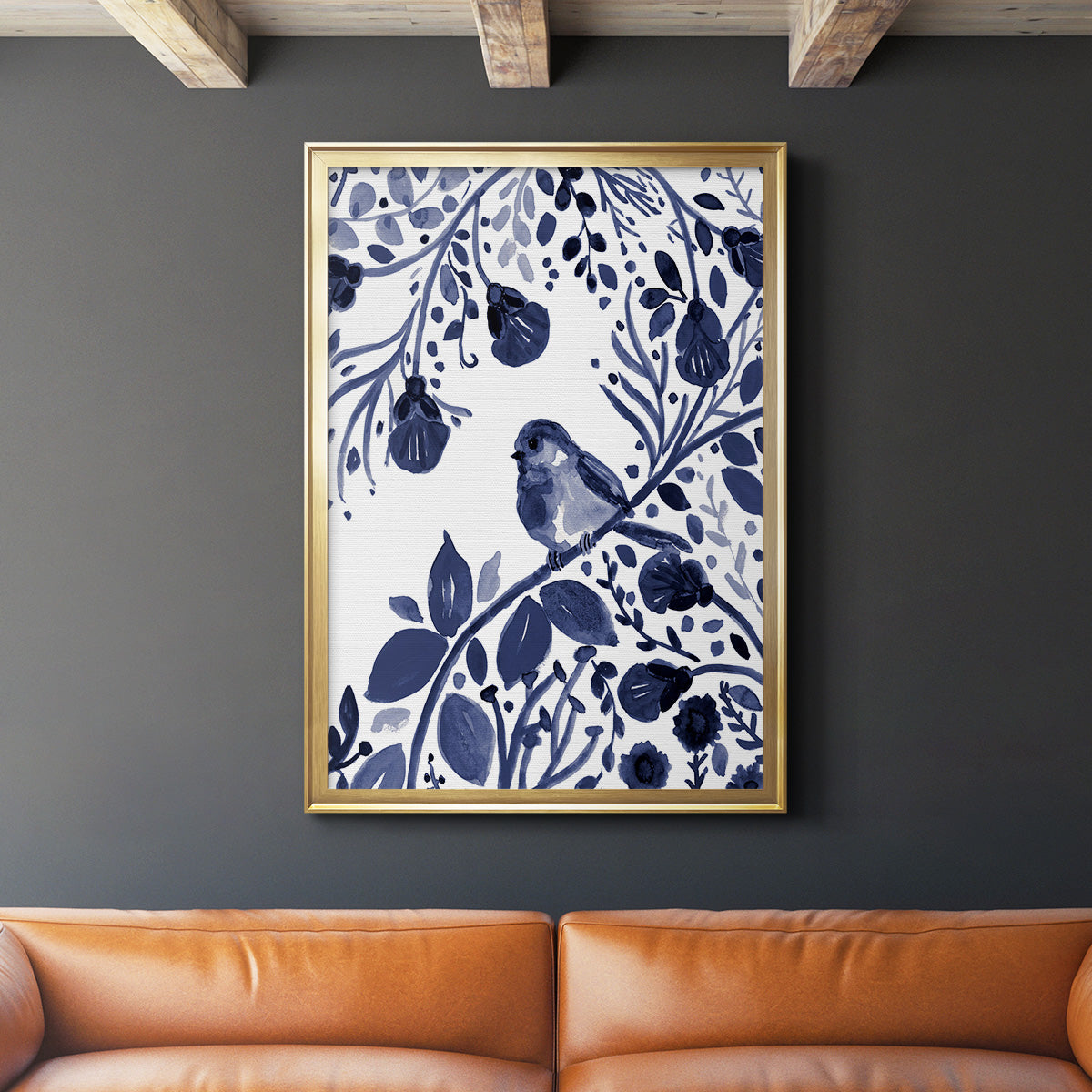 Indigo Song II - Modern Framed Canvas Print