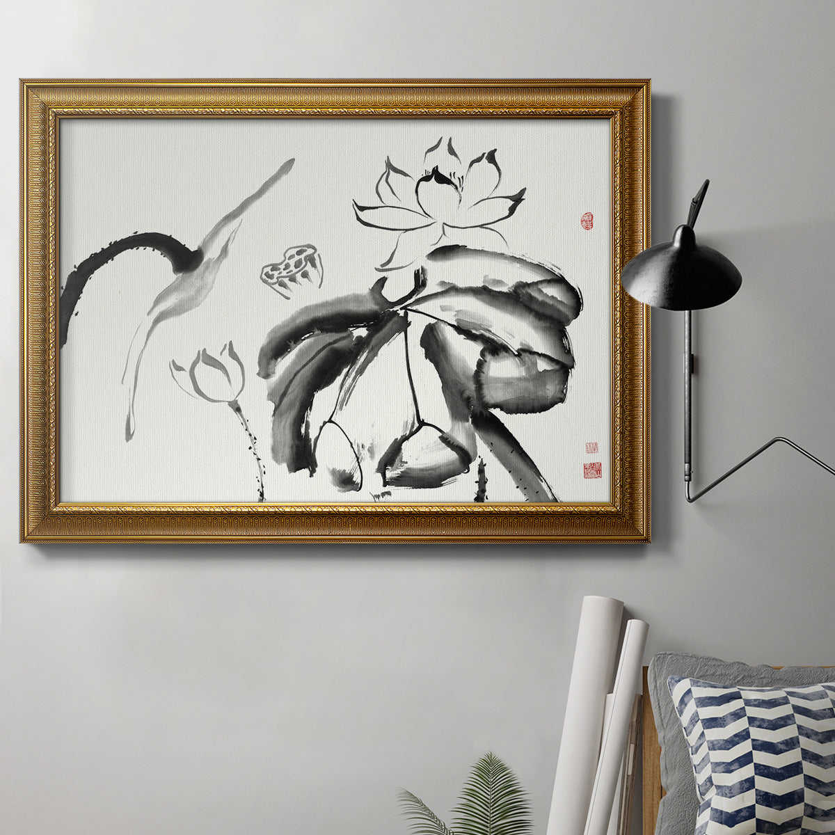 Lotus Study III Premium Framed Canvas- Ready to Hang