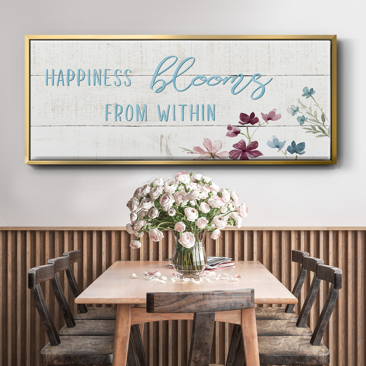 Happiness Blooms - Floater Framed Canvas Print