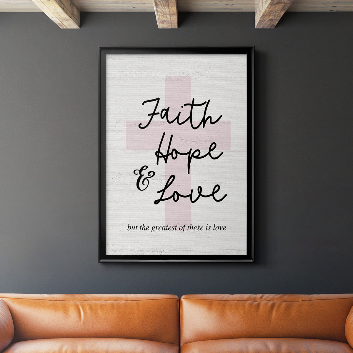 Faith Hope and Love Cross - Modern Framed Canvas Print