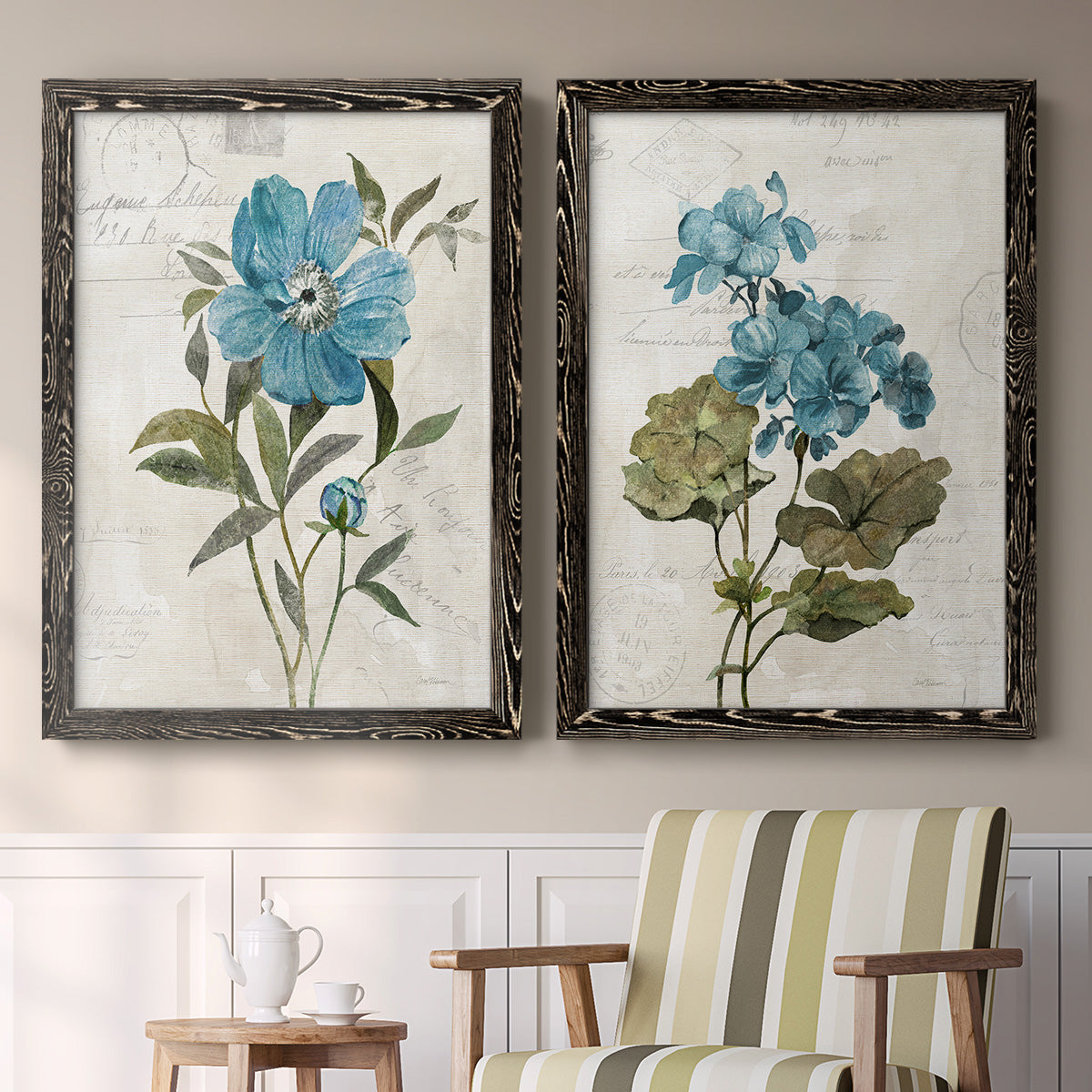 Linen Peony - Premium Framed Canvas 2 Piece Set - Ready to Hang