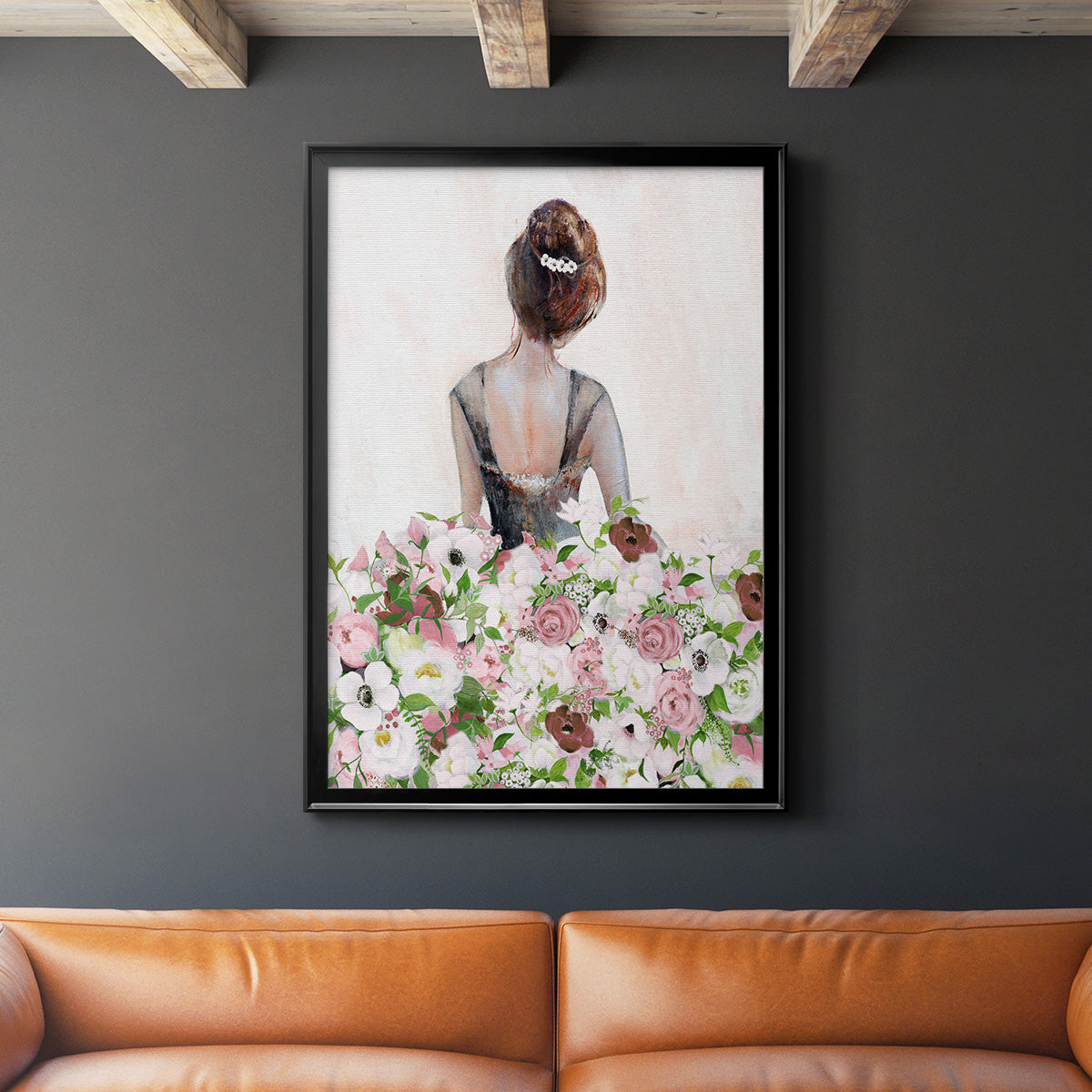 Beautiful Floral Contemplation I - Modern Framed Canvas Print