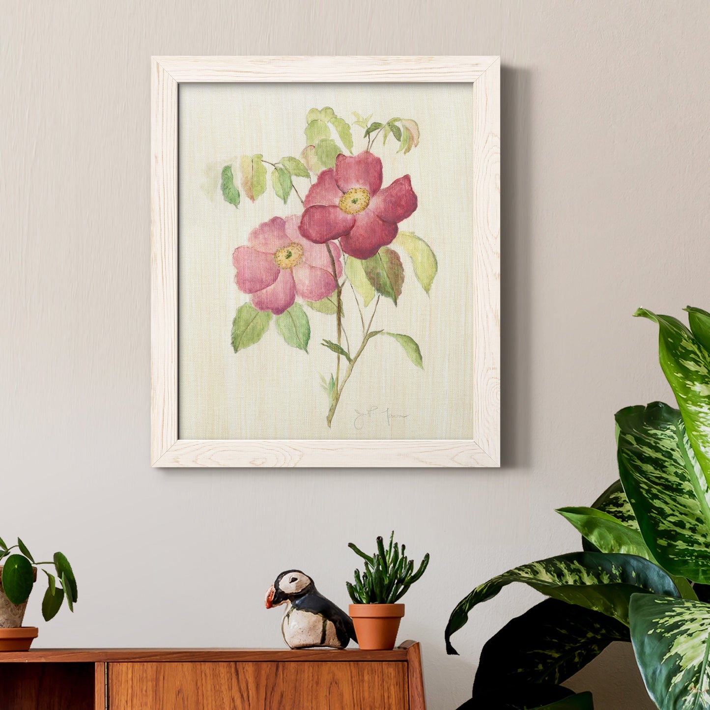 Dusty Rose II - Premium Canvas Framed in Barnwood - Ready to Hang