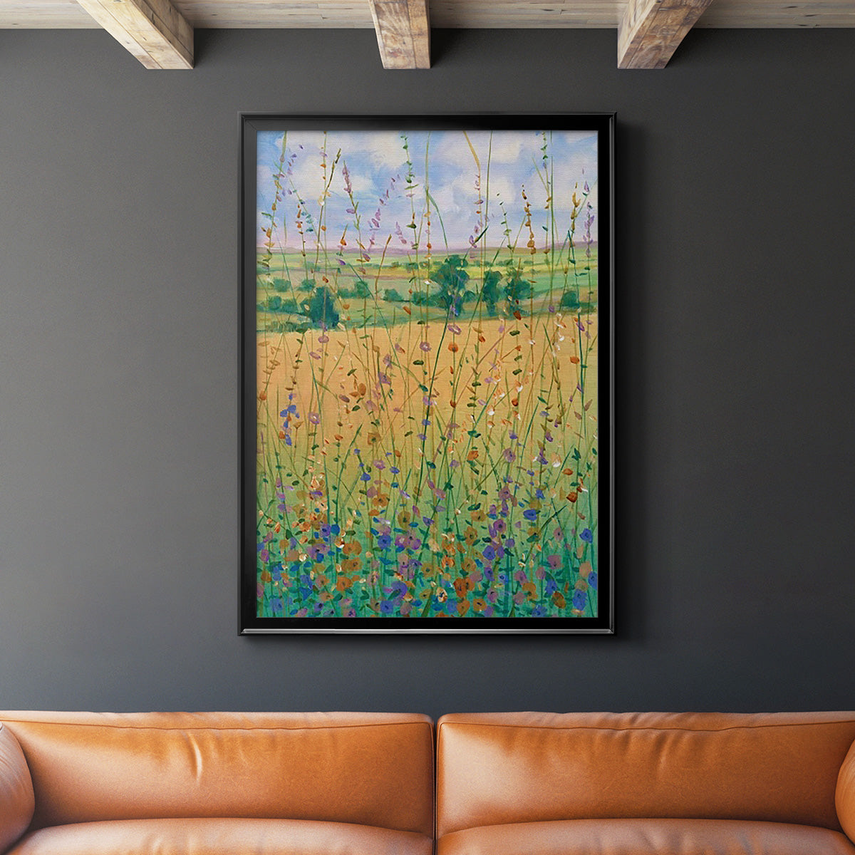 Wildflower Path II - Modern Framed Canvas Print