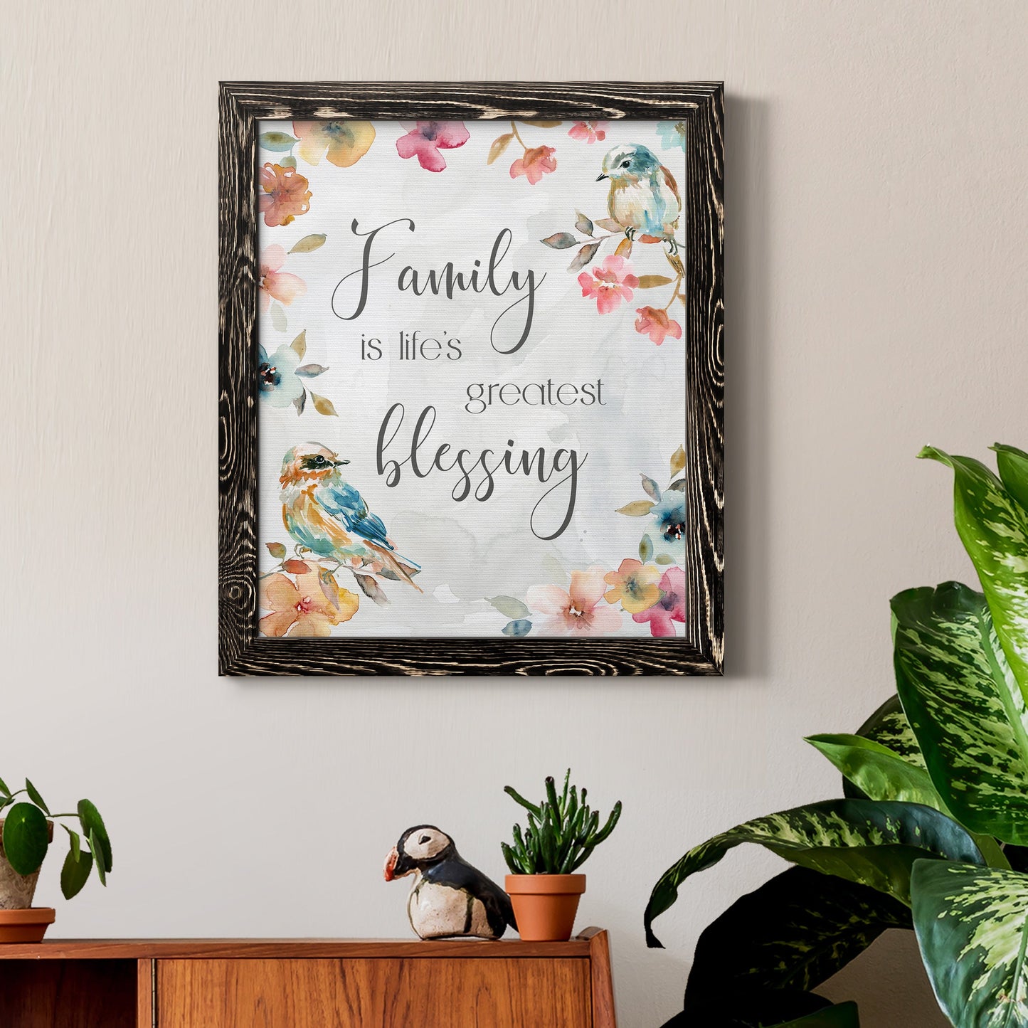 Spring Bird Blessing - Premium Canvas Framed in Barnwood - Ready to Hang