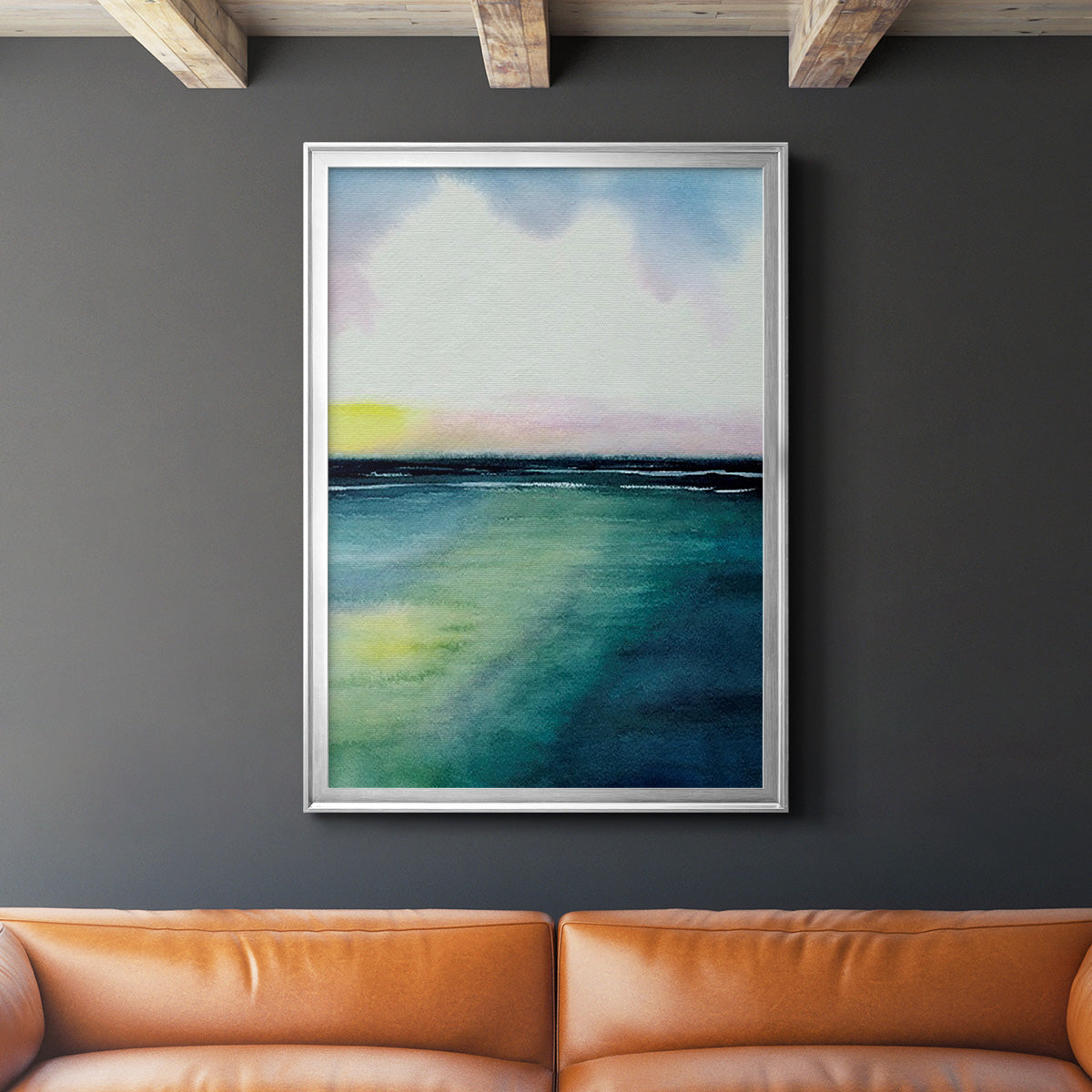 Sherbet Sunset Diptych II - Modern Framed Canvas Print